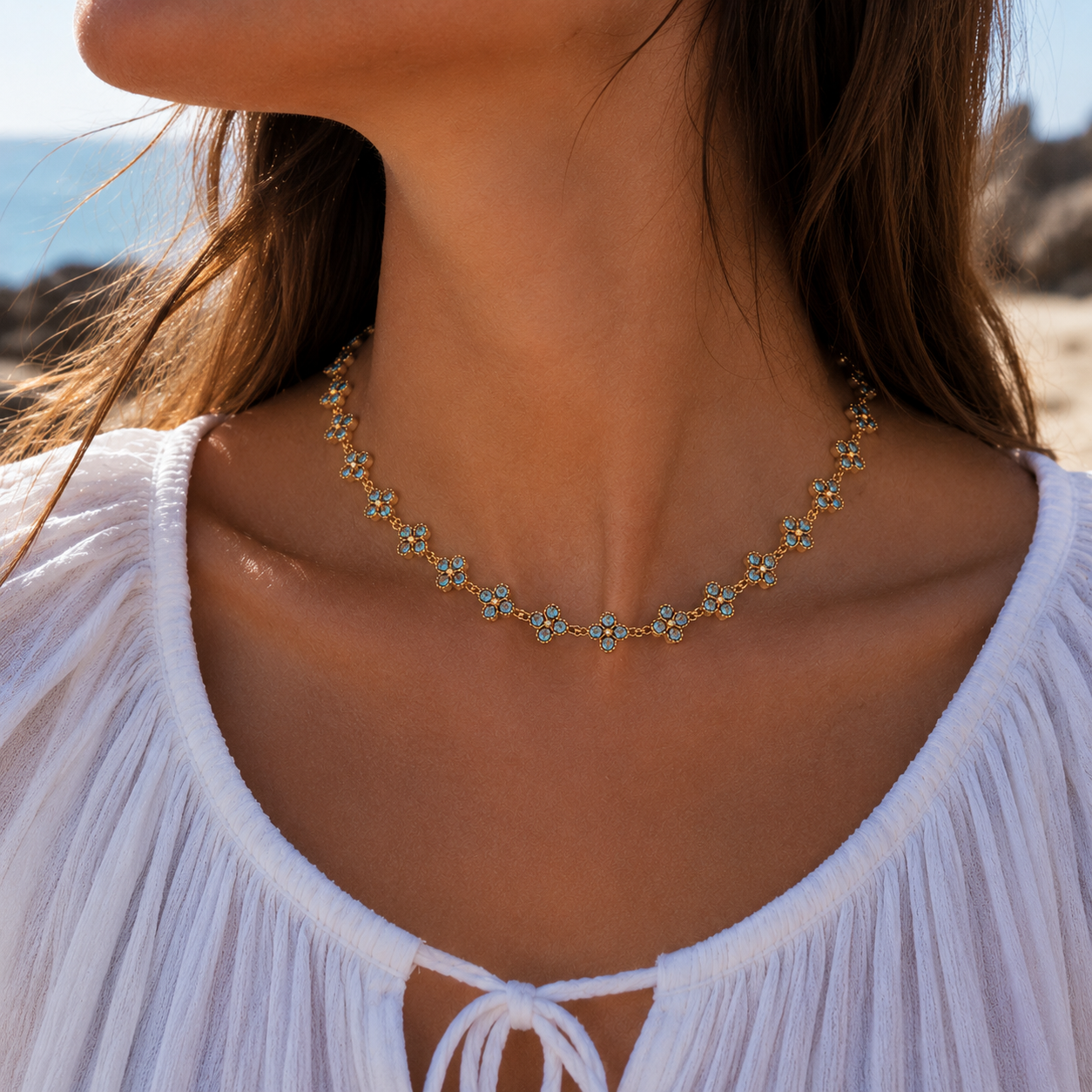 Collier Floréa Bleu ciel