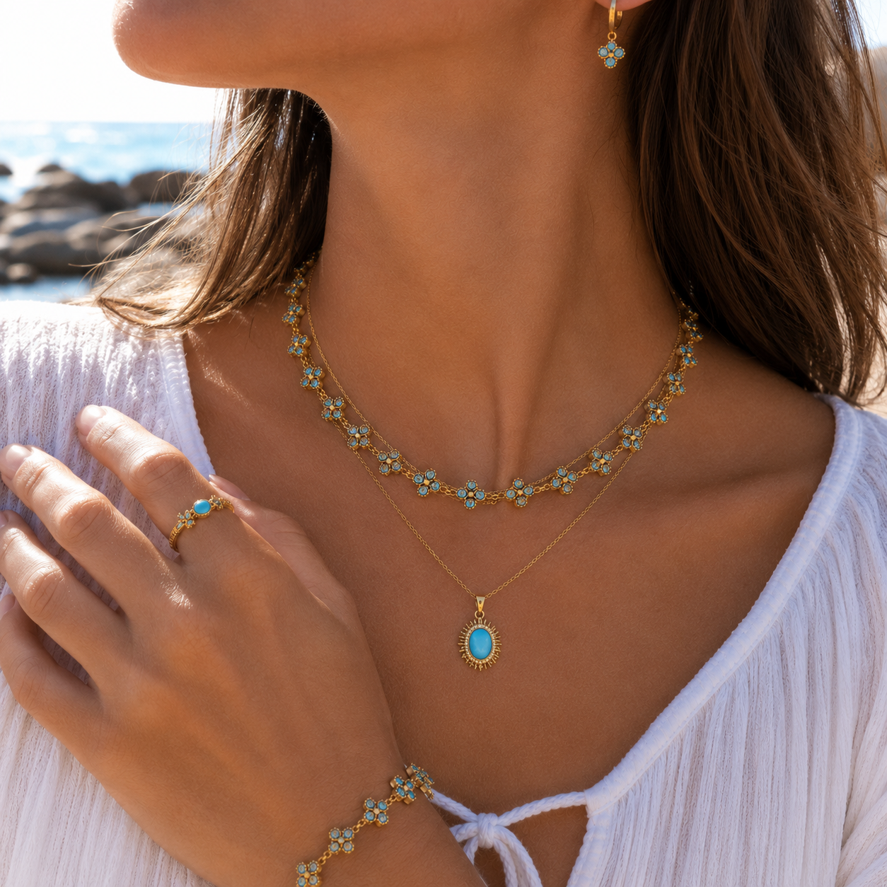 Collier Floréa Bleu ciel